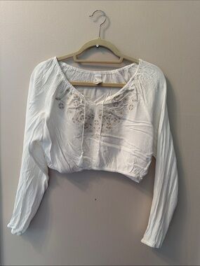 tokyo Darling White Embroidered Boho Crop Top